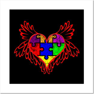 Beautiful Autism Angel Heart Posters and Art